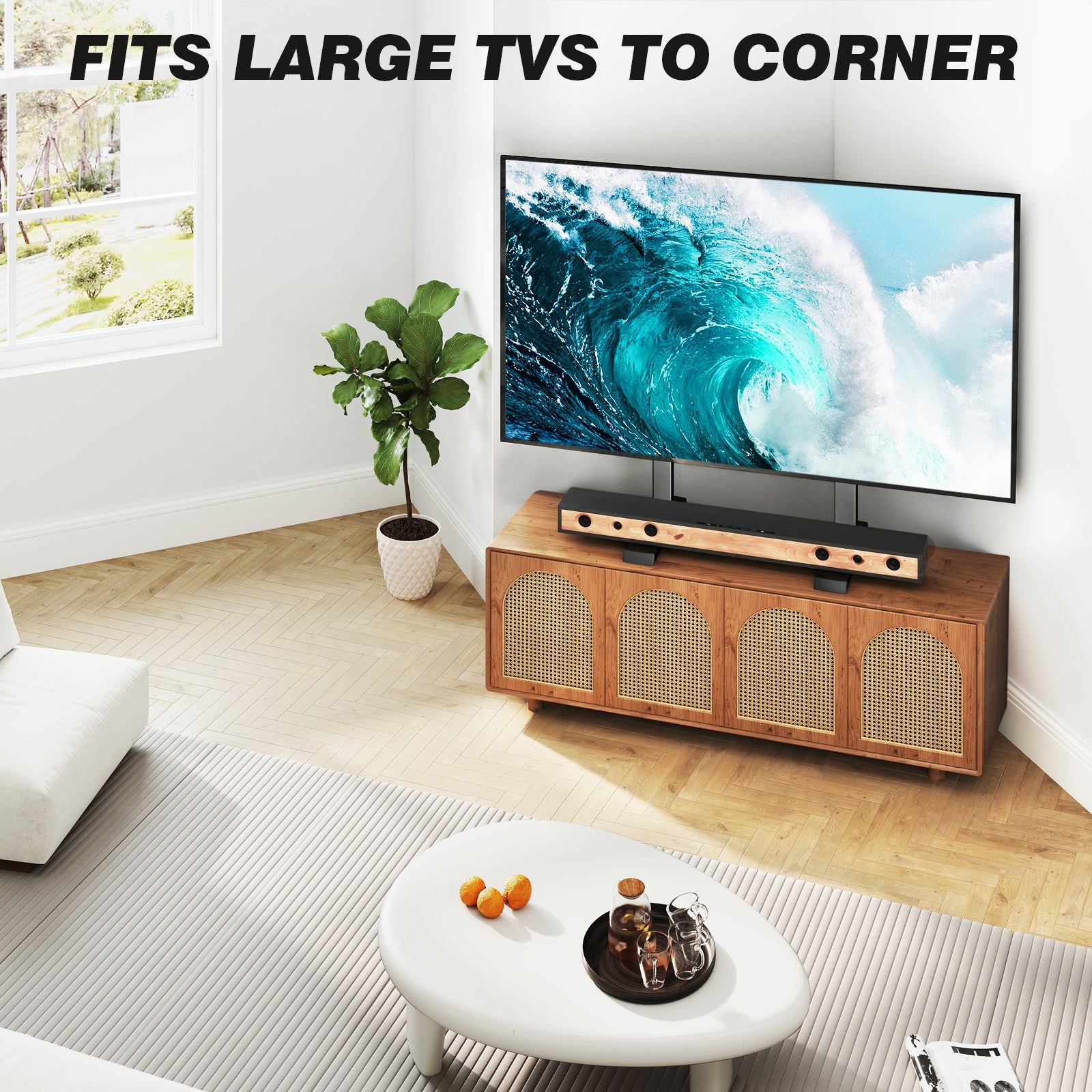 RTVR Universal Table Top TV Legs Stand Base Height Adjustable for Most 37 to 86 inch LCD LED TVs, Upgraded Replacement Feet