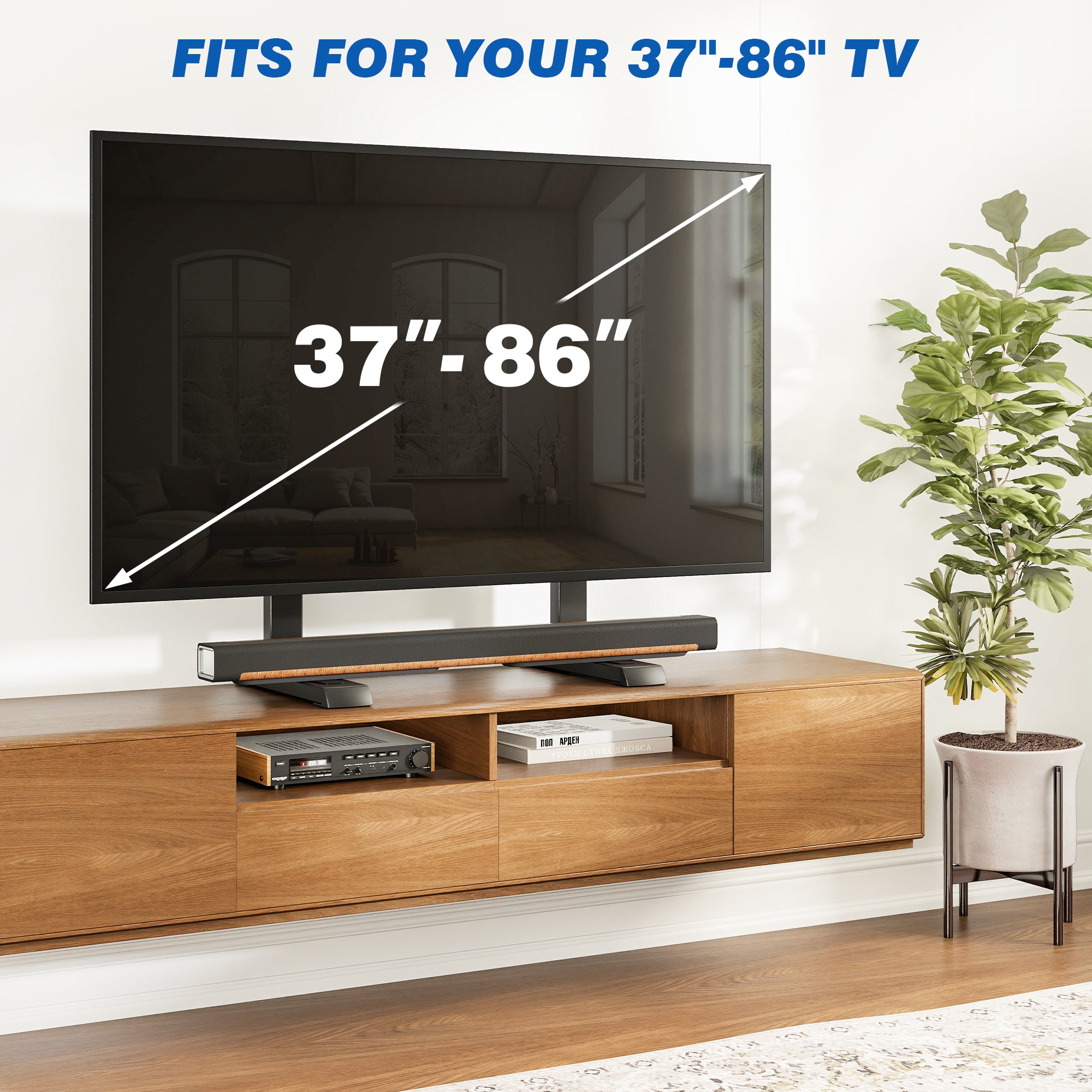 RTVR Universal Table Top TV Legs Stand Base Height Adjustable for Most 37 to 86 inch LCD LED TVs, Upgraded Replacement Feet