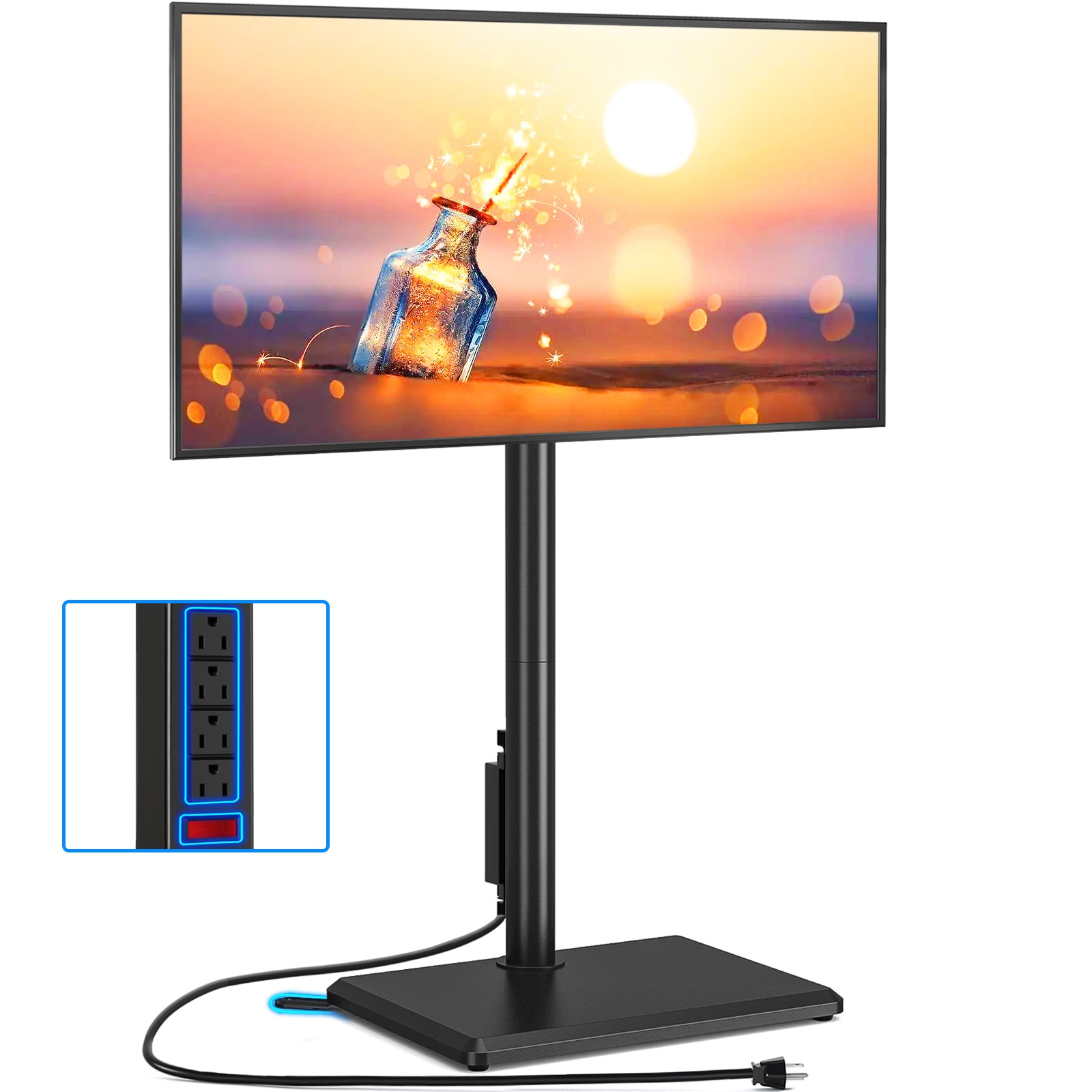 Rfiver Swivel Floor TV Stand with Power Outlet for 32-60 inch TVs