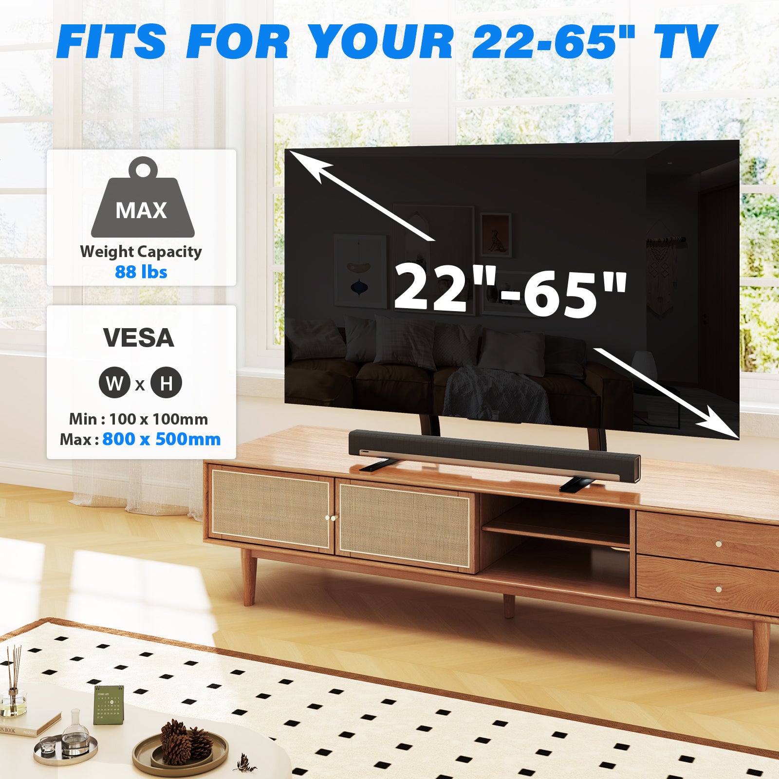 Rfiver Universal Tabletop TV Stand Brackets for 22"-65" TVs