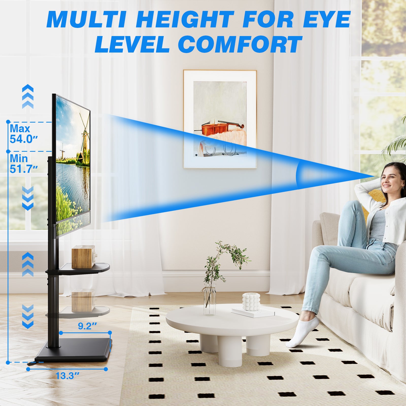 Rfiver Swivel Floor TV Stand with Mount for 32-60 Inch TVs