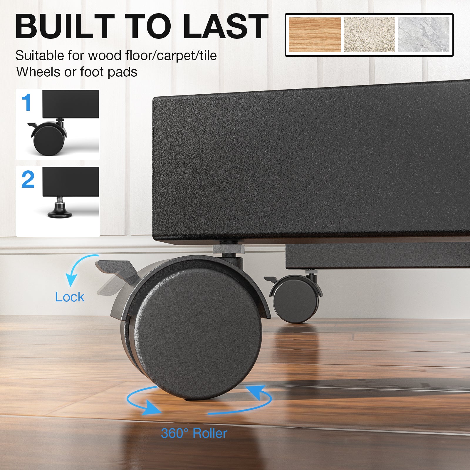 RTVR Rolling TV Stand with Wheels for 13 to 50 inch Screens, Mobile TV Mount Floor Stand Tilt Cart