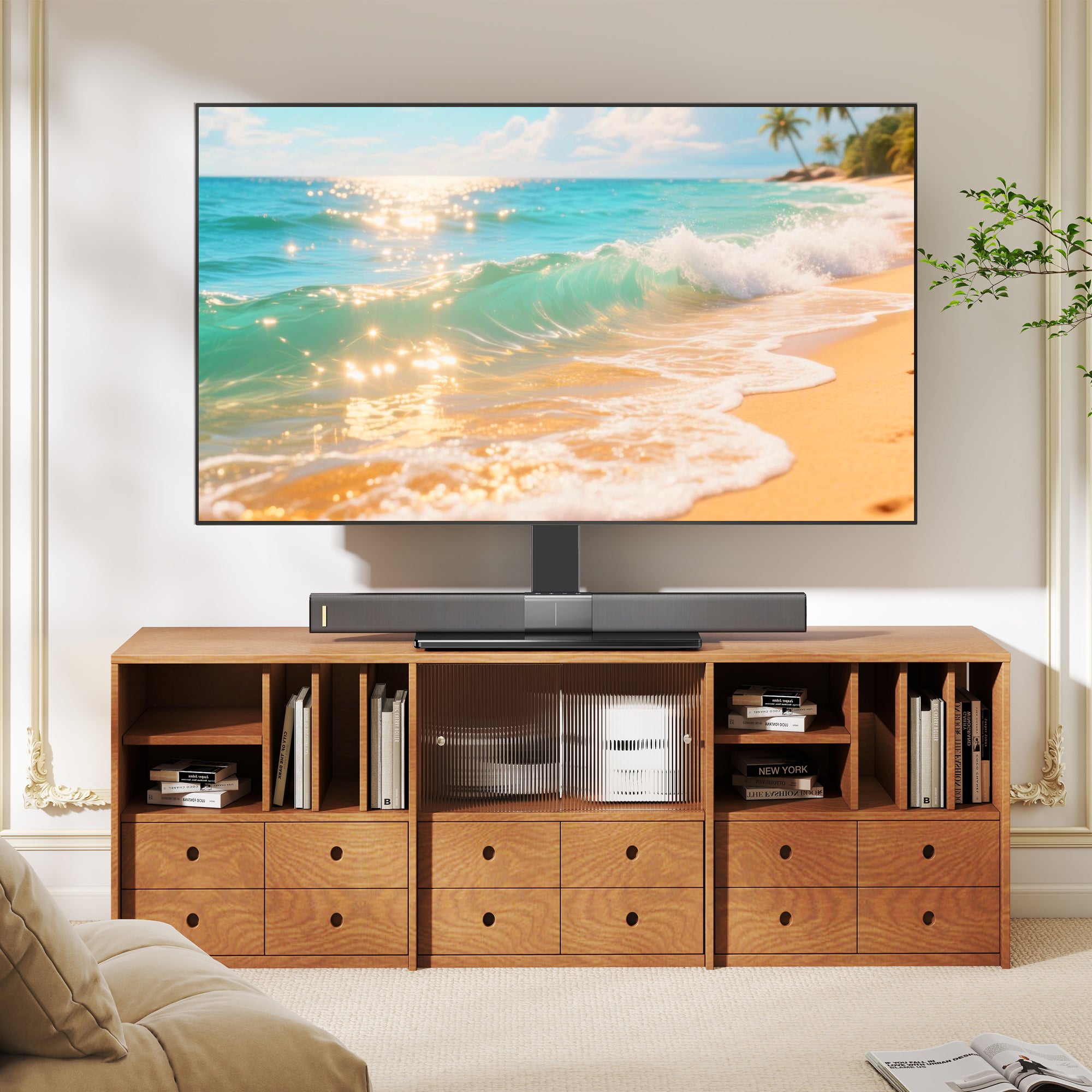RTVR Universal Table Top TV Stand for 32 to 75 inch Flat Screen TVs, S ...