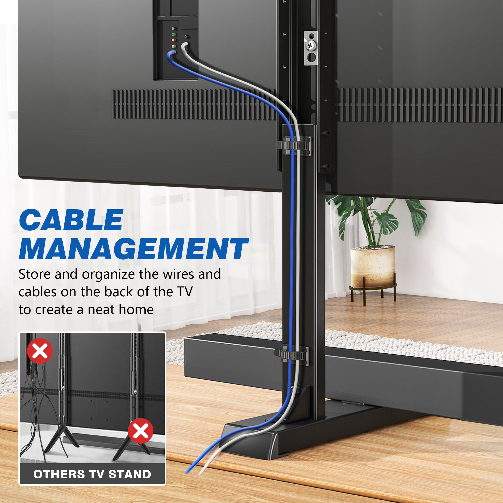 TAVR Furniture Table Top Universal TV Stand for 24-80 inch LCD LED TVs, Height Adjustable Mount Stand up to 150lbs