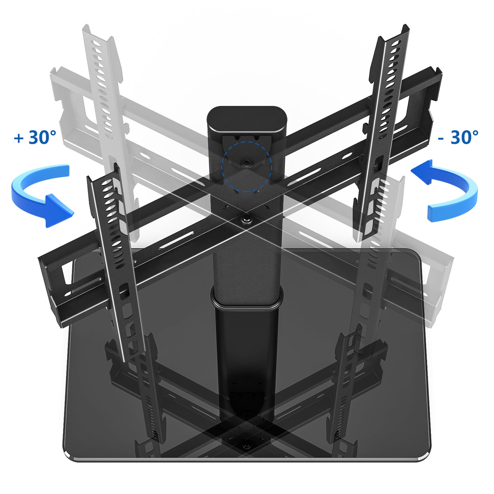 RTVR Tabletop TV Stand Base for 27"-65" TVs with Universal Swivel Mount Modern Black, Height Adjustable