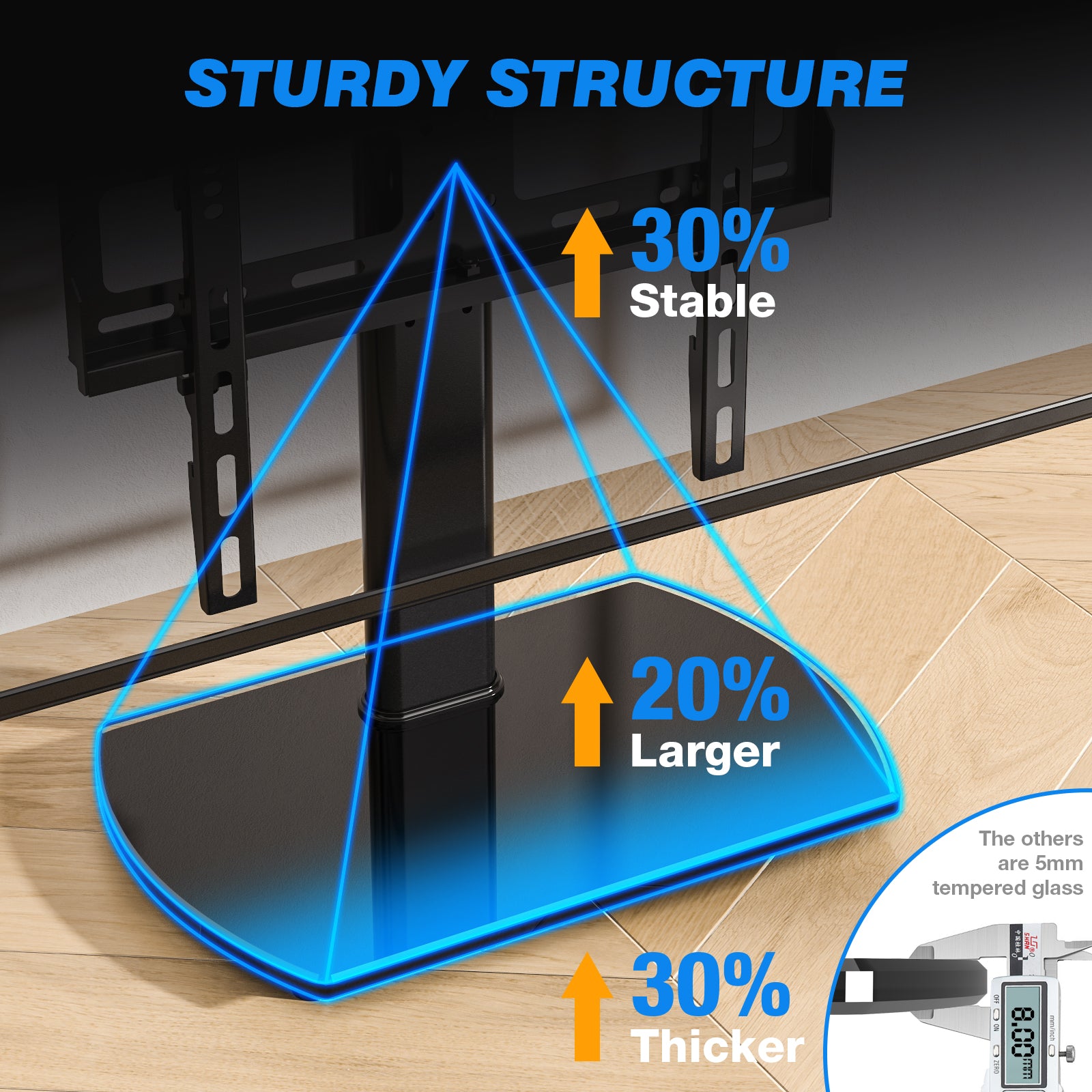Rfiver Swivel Tabletop TV Stand with Glass Base for 27"-60" TVs