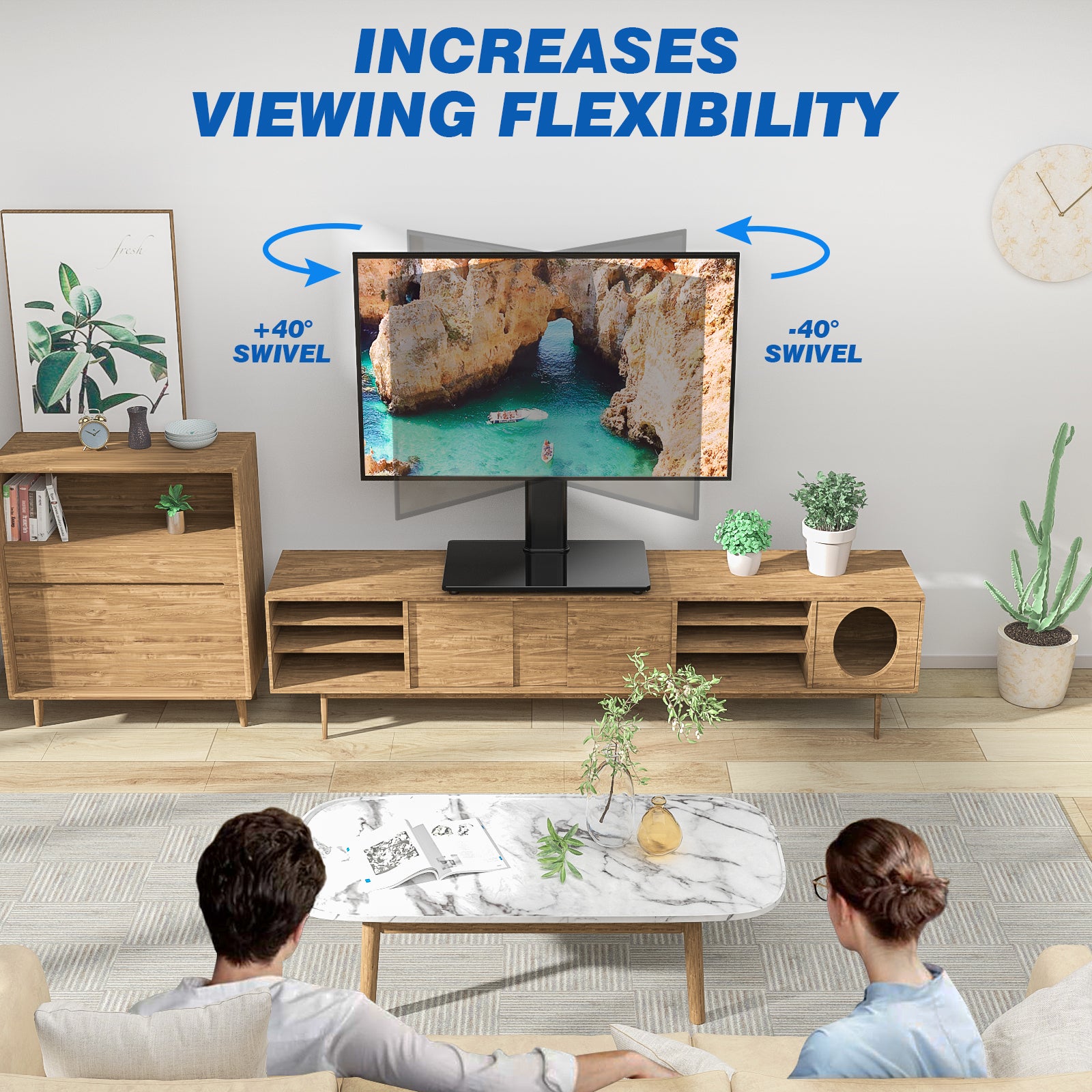 Rfiver Universal Swivel Tabletop TV Stand for Flat Screens 23-43 Inch