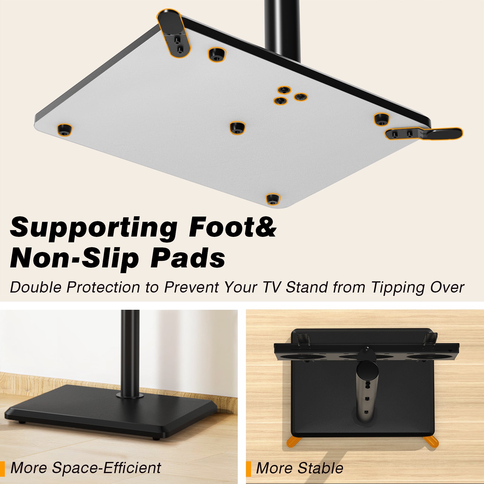 TAVR Furniture Universal TV Floor Stand with Mount for 32 to 60 inch Flat Screens, Swivel Adjustable Corner TV Standing for Bedroom Small Space, Black