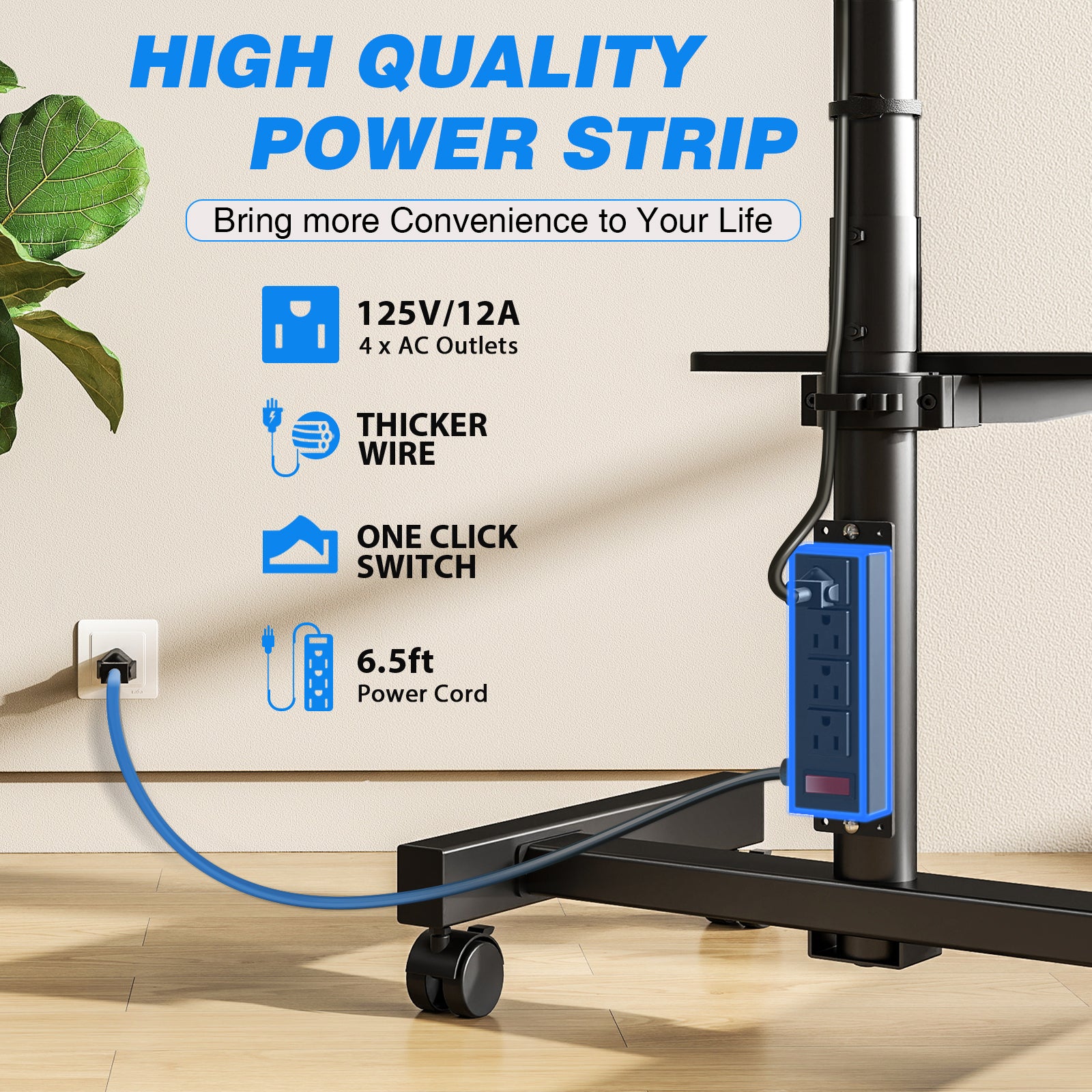 Rfiver Rolling TV Stand with Power Outlet for 13-50 Inch TVs, Tilting and Rotating Mobile TV Cart up to 55 lbs, Portrait to Landscap, Height Adjustable TV Floor Stand with Shelf, Max VESA 200x200mm