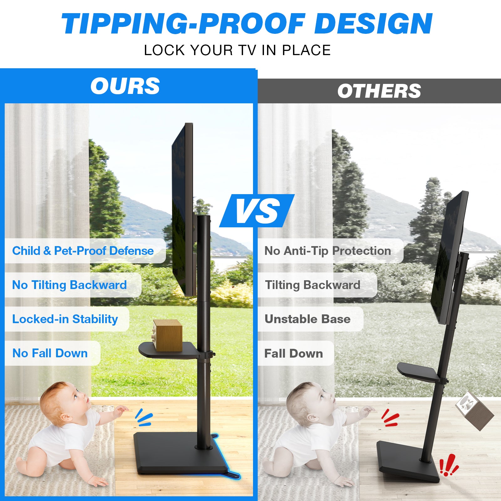 Rfiver Swivel Floor TV Stand with Mount for 32-60 Inch TVs