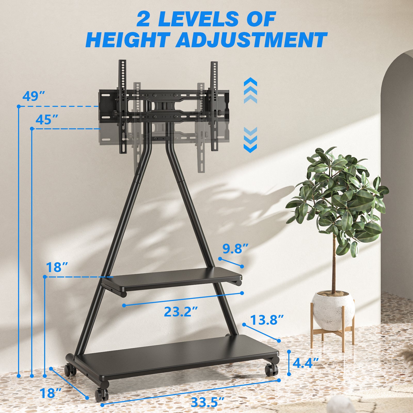 Rfiver Heavy Duty Rolling TV Stand for 43-80 Inch TVs up to 150lbs