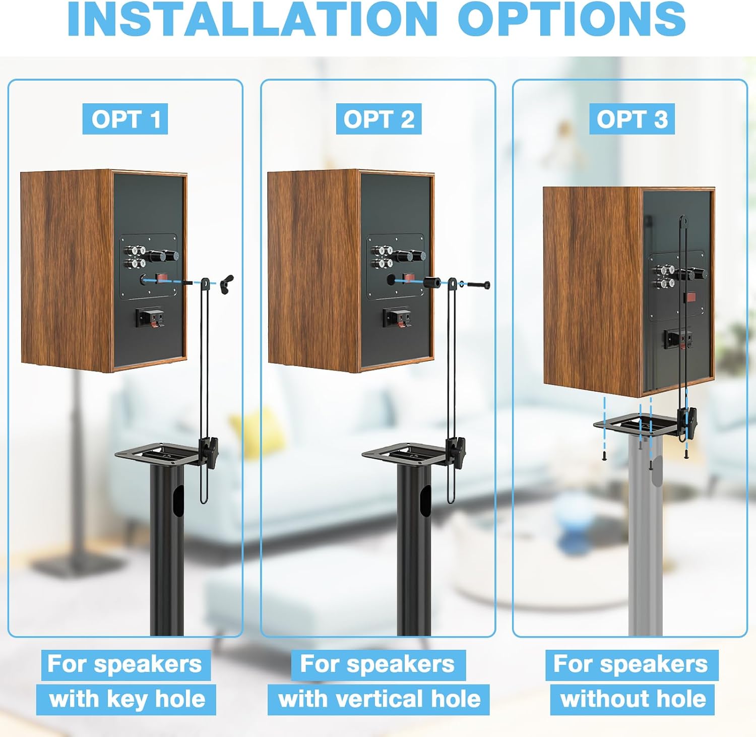 Rfiver 32" to 43"Height Adjustable Bookshelf Speaker Stand Pair 360° Swivel