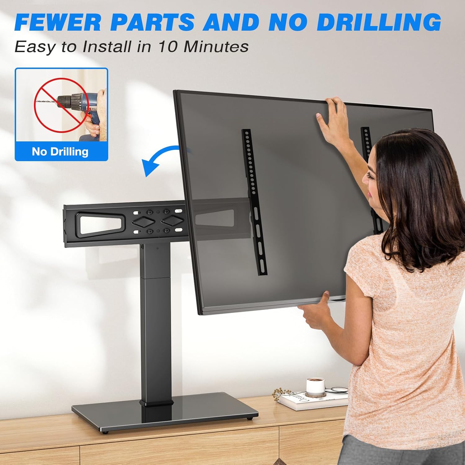 Rfiver Universal Swivel Table Top TV Stand for 32-70 Inch TVs