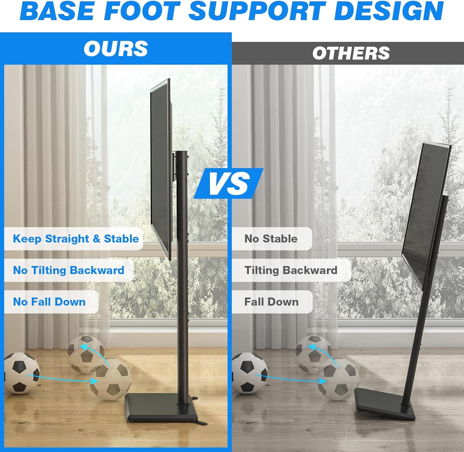 Rfiver Swivel Floor TV Stand with Mount for 32-60 inch TVs