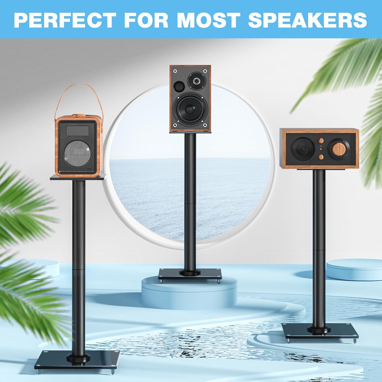 Rfiver Upgraded 45° Swivel Speaker Stands Pair 28 Inch Bookshelf Speaker Stand