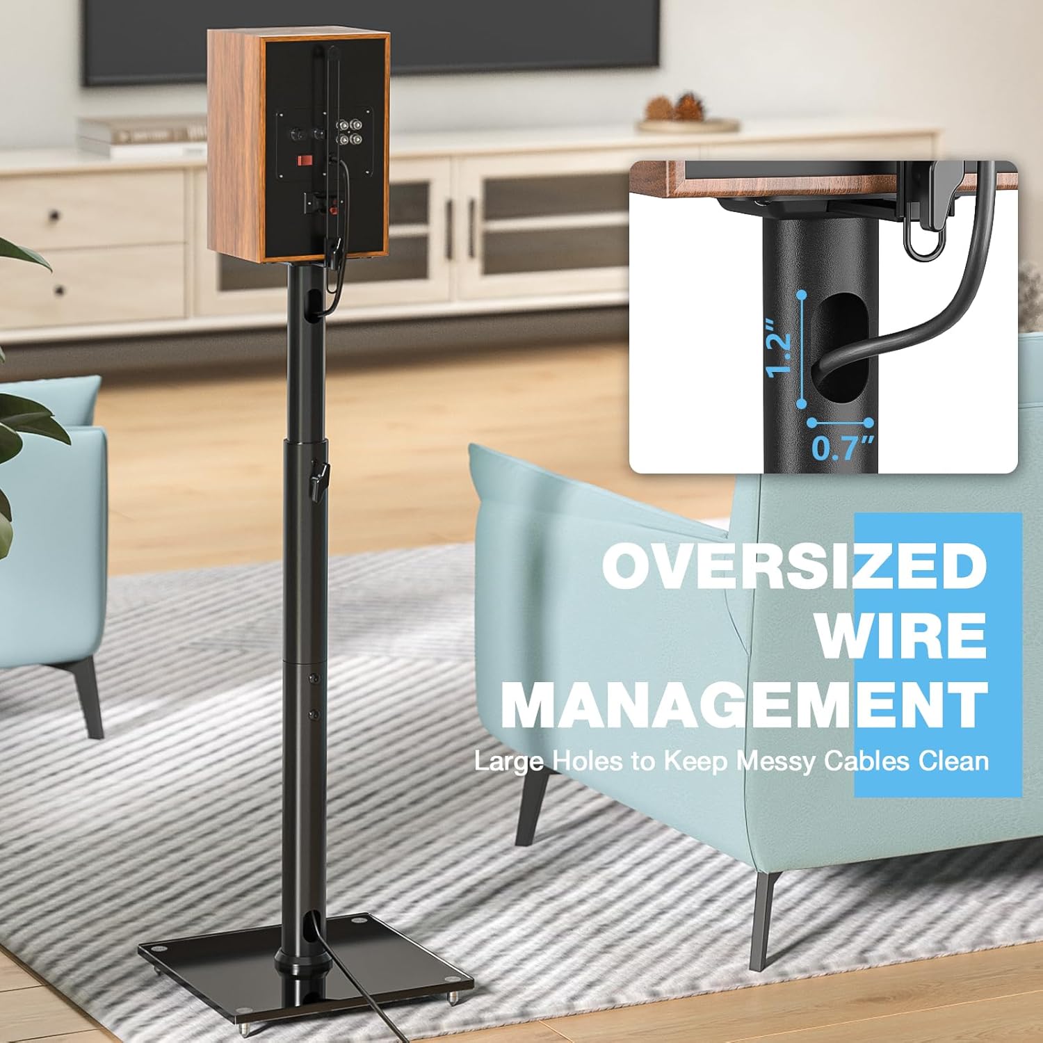 Rfiver 32" to 43"Height Adjustable Bookshelf Speaker Stand Pair 360° Swivel