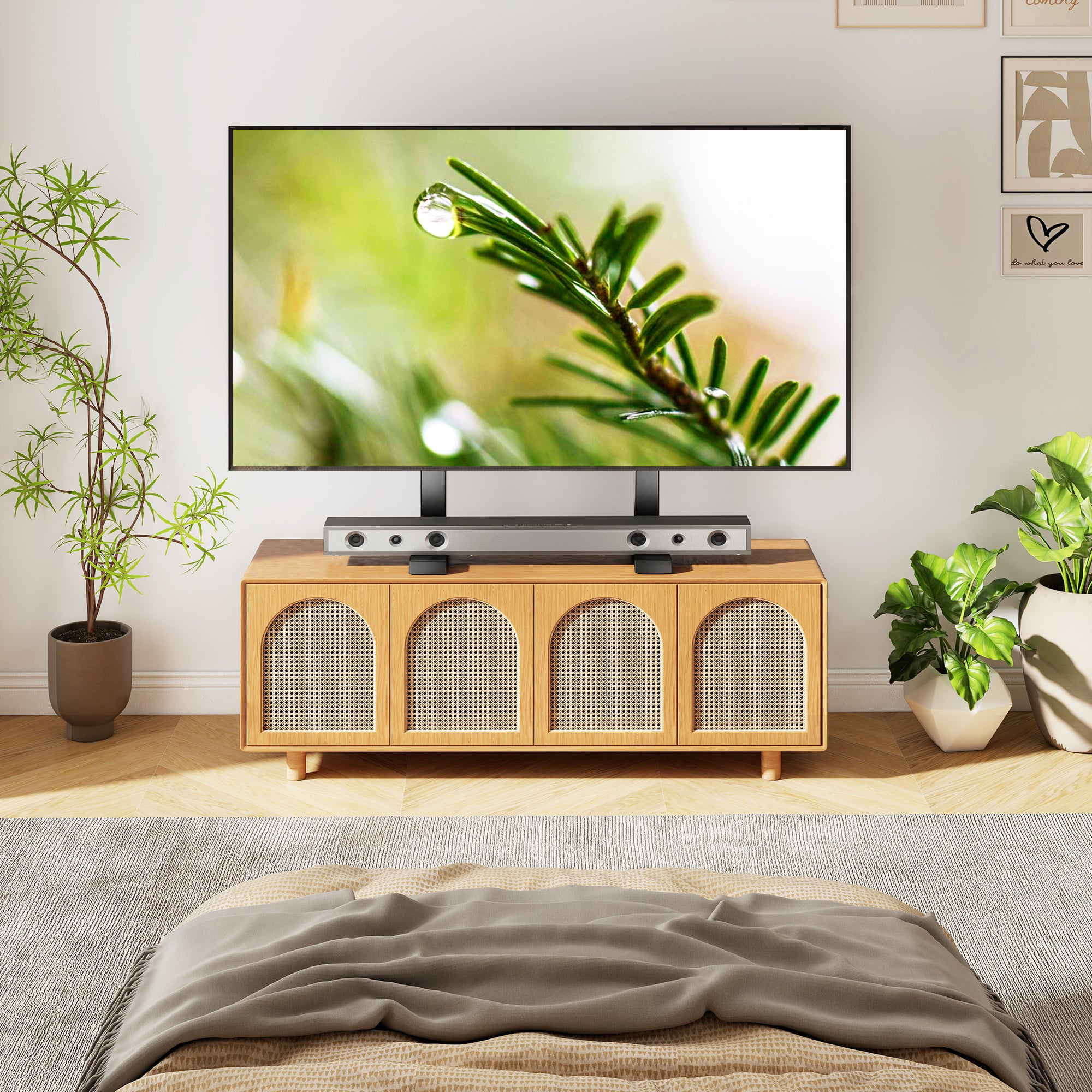 TAVR Furniture Table Top Universal TV Stand for 24-80 inch LCD LED TVs, Height Adjustable Mount Stand up to 150lbs