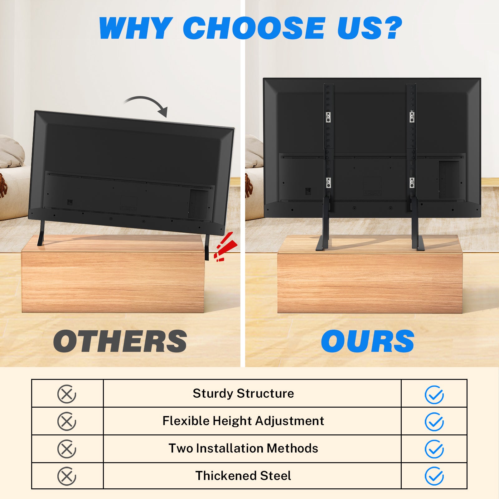 Rfiver Universal Tabletop TV Stand Brackets for 22"-65" TVs