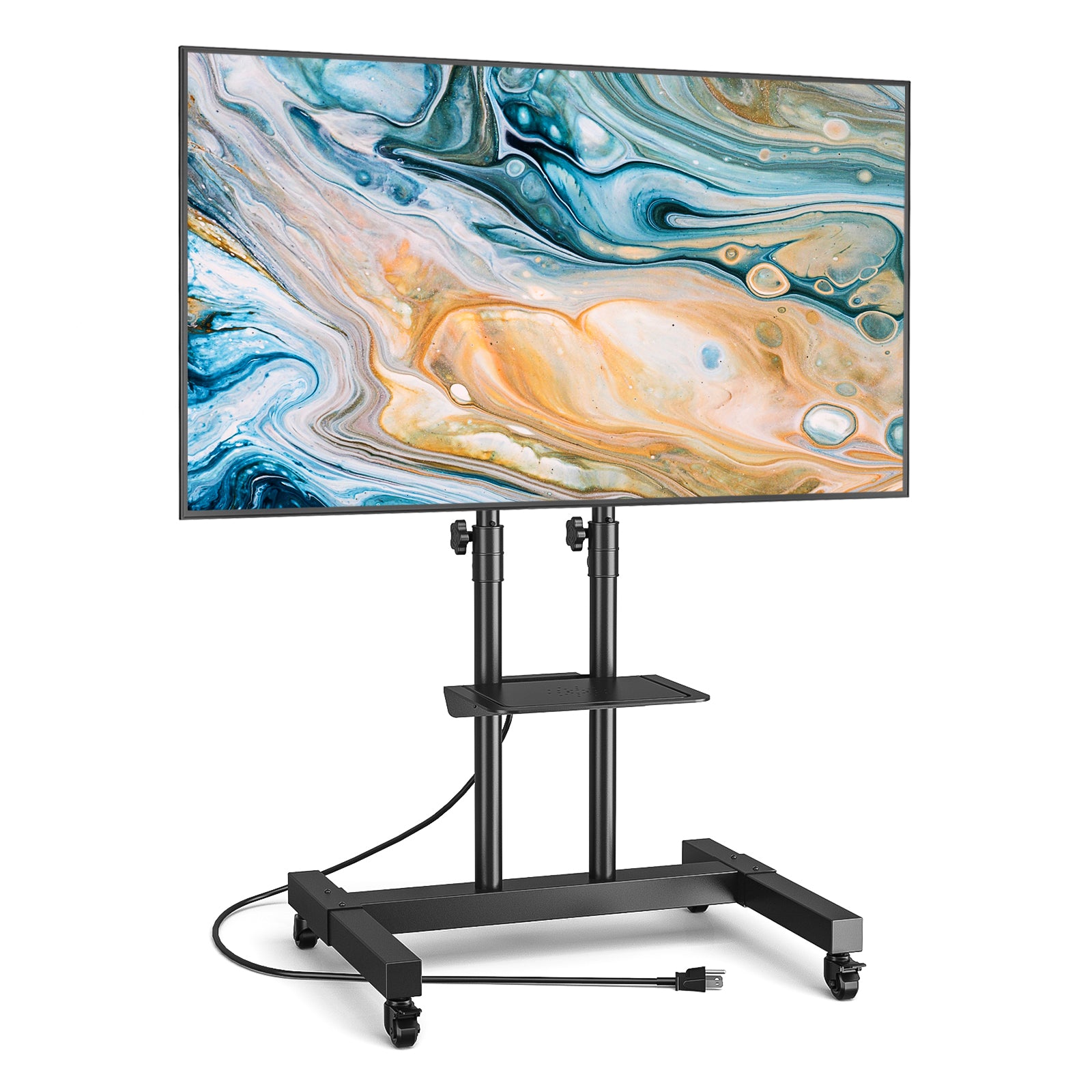 Rfiver Rolling TV Stand with Power Outlet for 32-83 Inch TVs