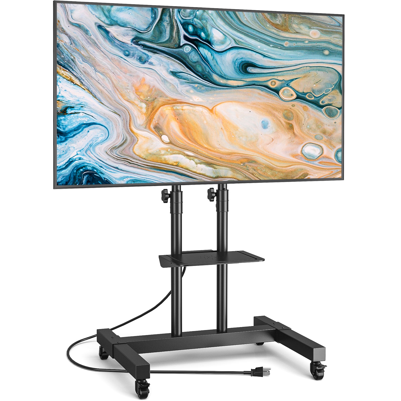 Rfiver Rolling TV Stand with Power Outlet for 32-83 Inch TVs