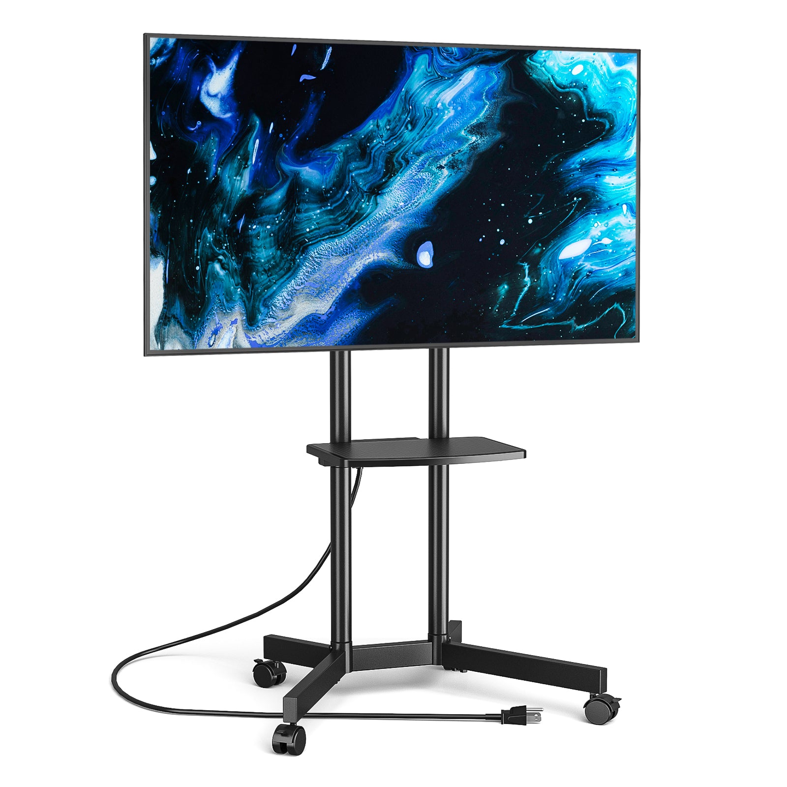 Rfiver Rolling TV Stand with Power Outlet Mobile TV Cart for 32-70 Inch TVs