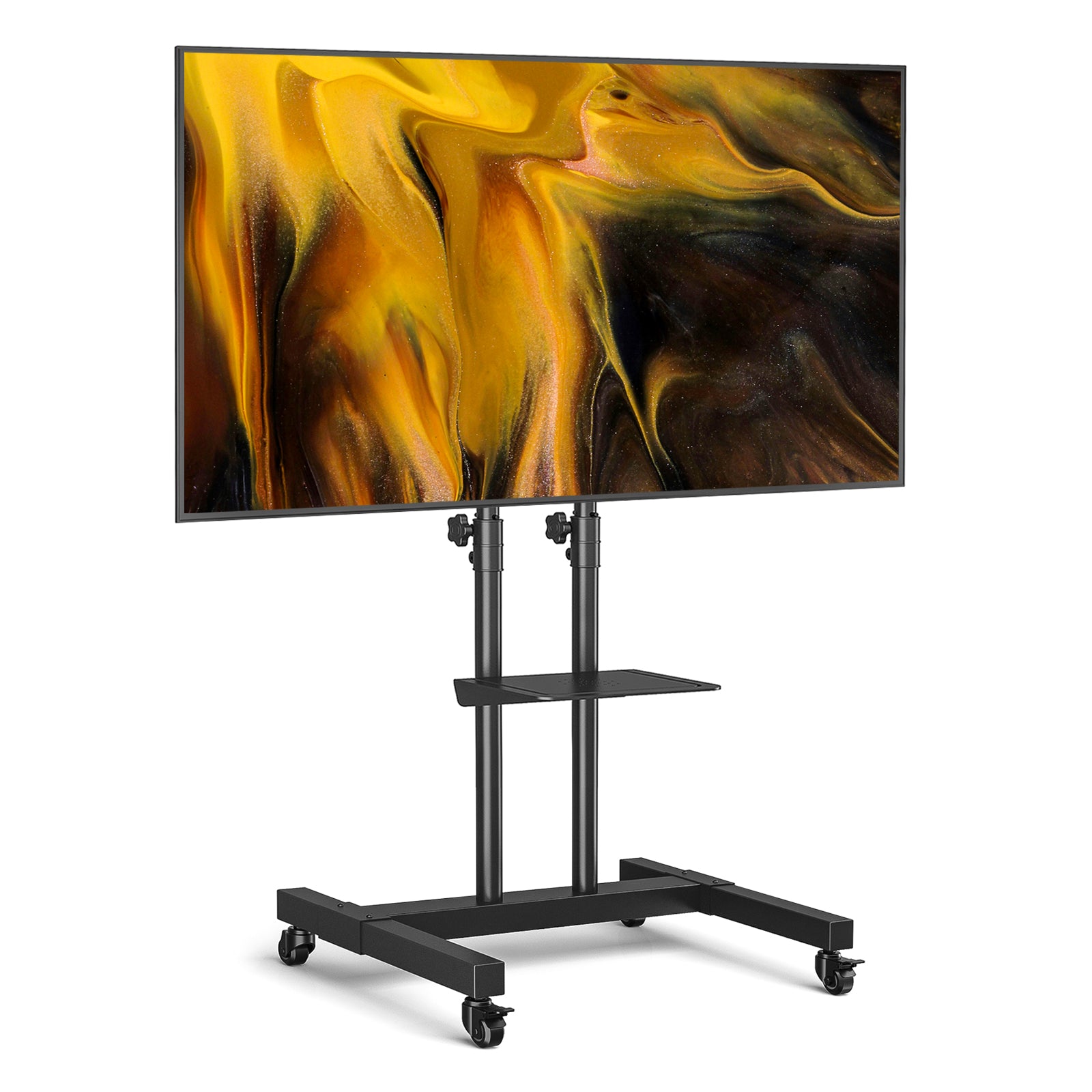 Rfiver Rolling TV Stand with Shelf Mobile TV Cart for 32-83 Inch Screens