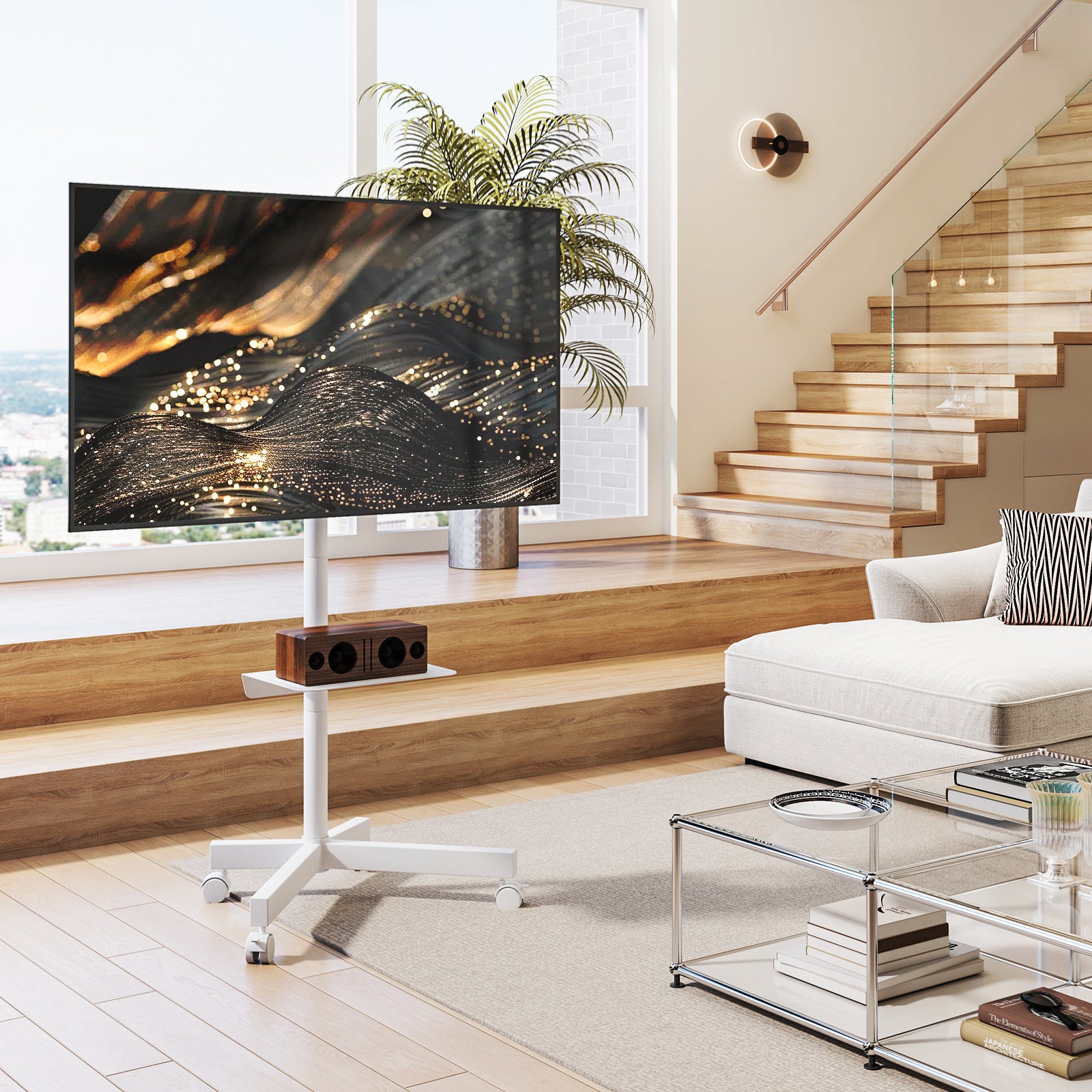 Rfiver Mobile TV Cart for 23-65 Inch TVs up to 88 lbs, Max VESA 400x400mm