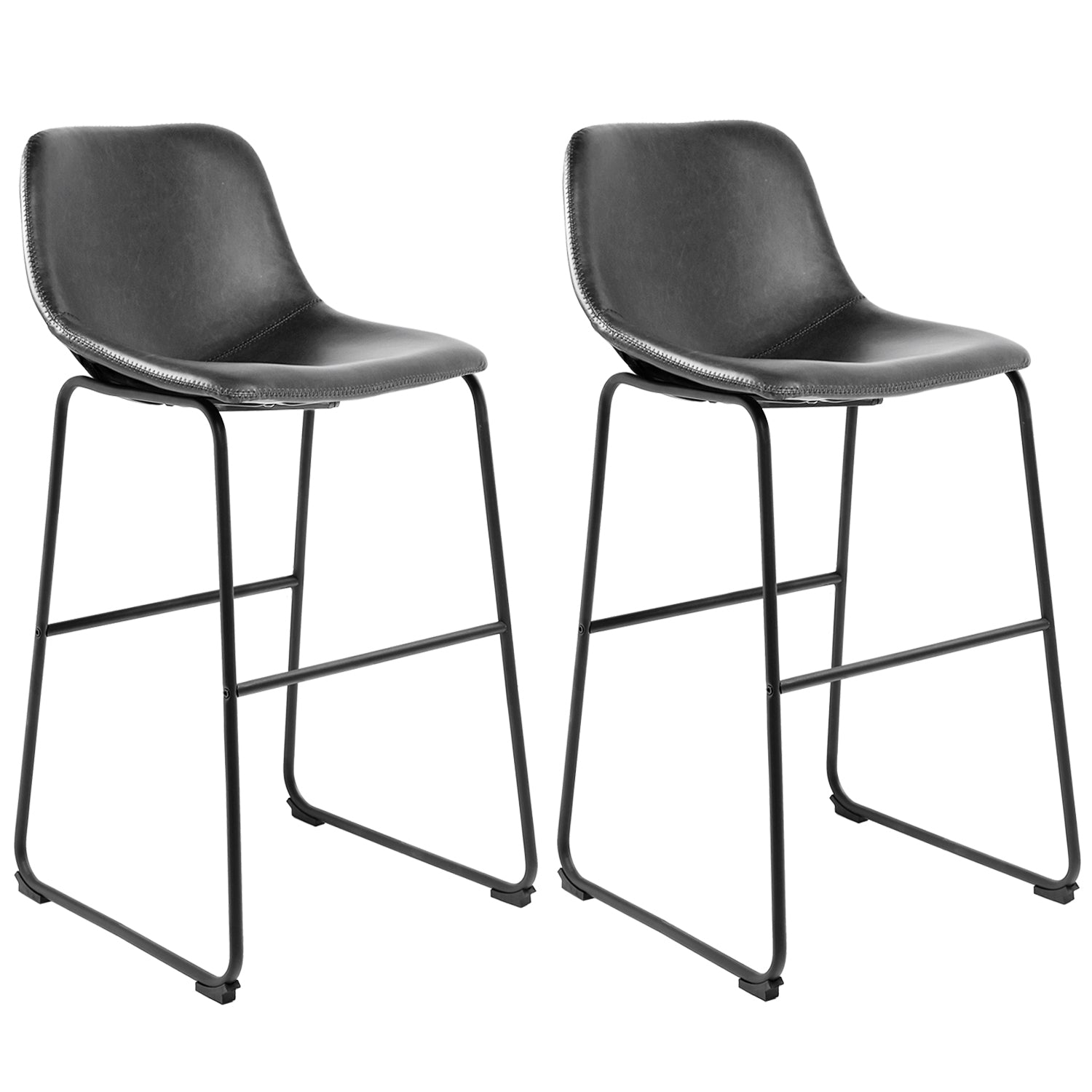 Rfiver PU Leather Bar Stools with Back and Footrest, Set of 2