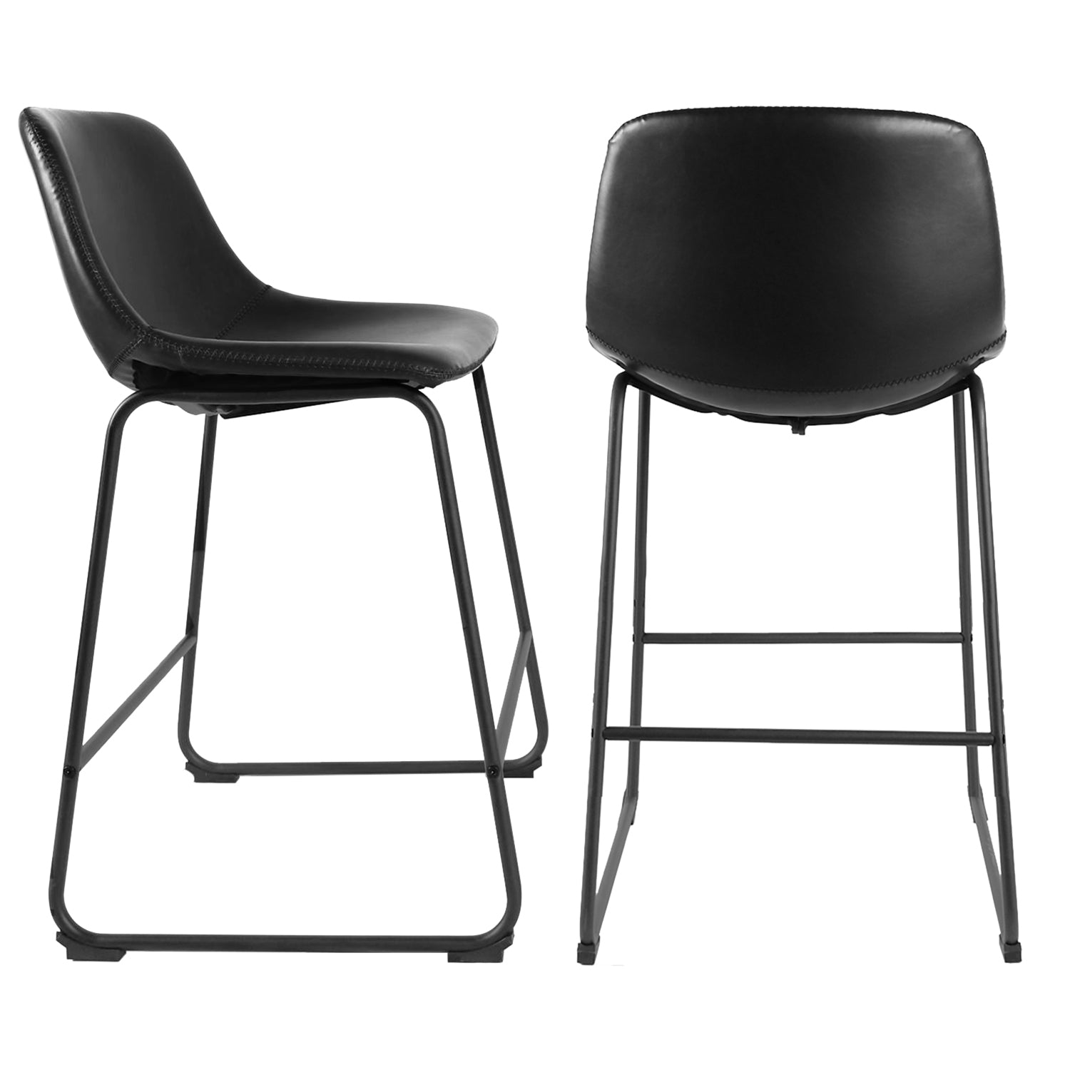 Rfiver PU Leather Counter Stools with Back and Footrest, Set of 2