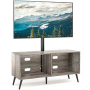 Rfiver Gray Wood TV Stand Console with Swivel Mount for 32"-70" TVs