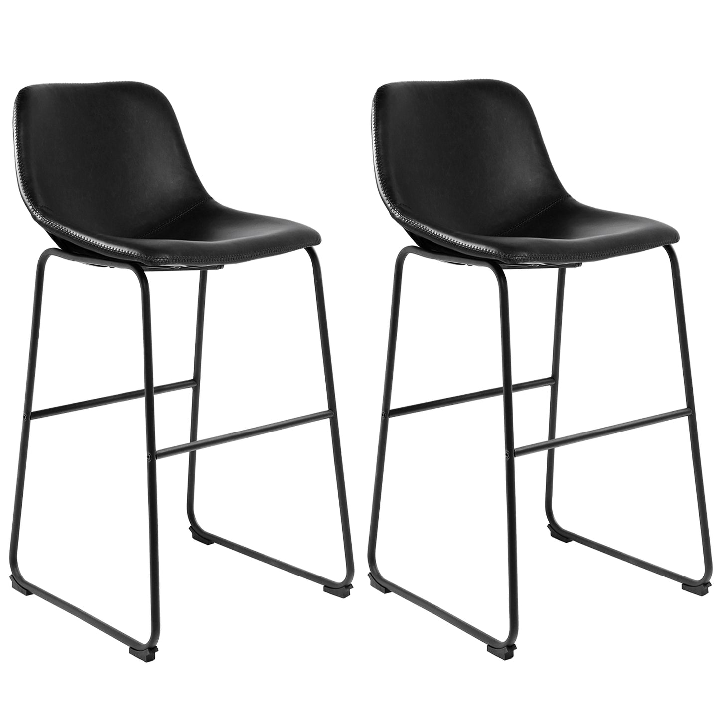 Rfiver PU Leather Bar Stools with Back and Footrest, Set of 2