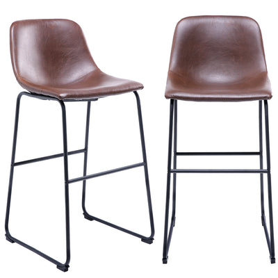 Rfiver PU Leather Bar Stools with Back and Footrest, Set of 2