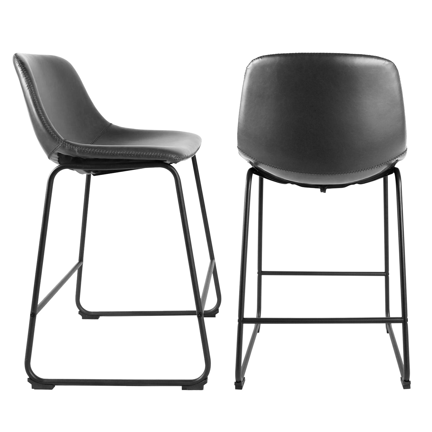 Rfiver PU Leather Counter Stools with Back and Footrest, Set of 2