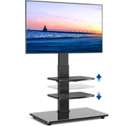 Rfiver 3-Shelf Swivel Floor TV Stand with Glass Base for 32"-65” TVs