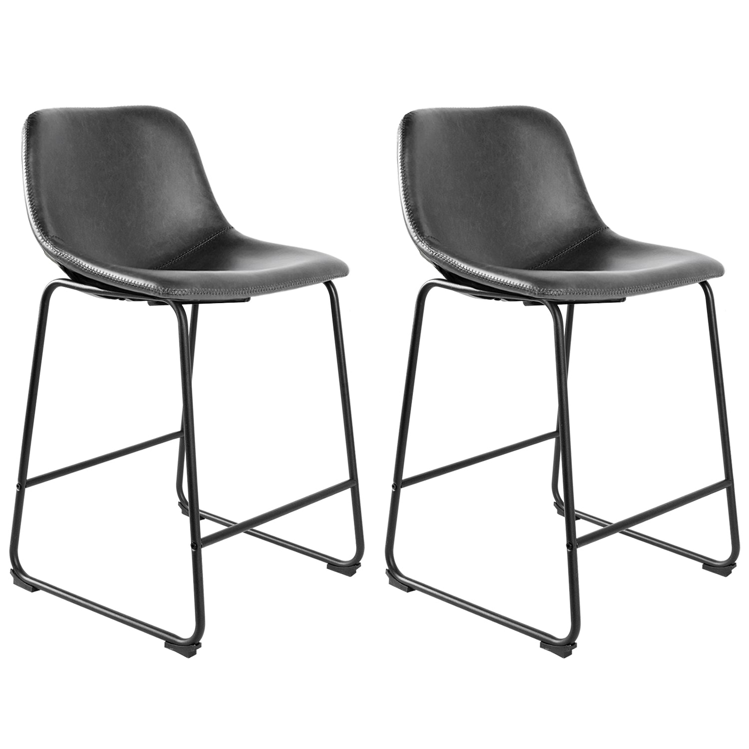 Rfiver PU Leather Counter Stools with Back and Footrest, Set of 2