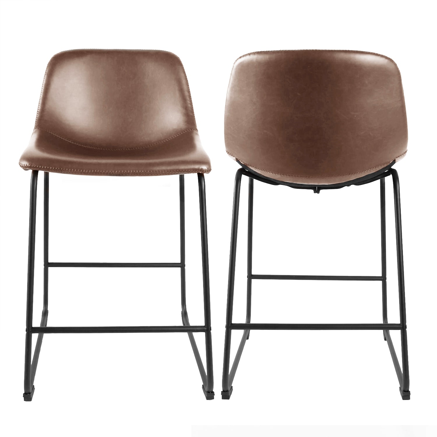 Rfiver PU Leather Counter Stools with Back and Footrest, Set of 2