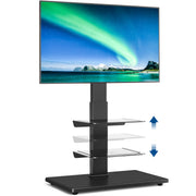 Rfiver 3-Shelf Swivel Floor TV Stand with Wood Base for 40"-77” TVs