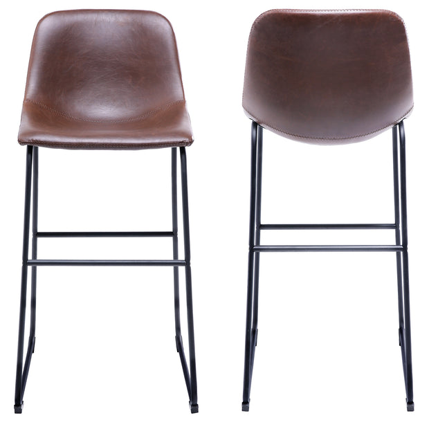 Rfiver PU Leather Bar Stools with Back and Footrest, Set of 2