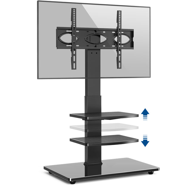 Rfiver 3-Shelf Swivel Floor TV Stand with Glass Base for 32"-65” TVs