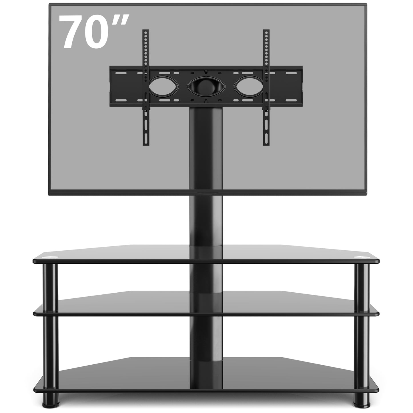 Rfiver 3-Tier Corner Floor TV Stand with Swivel Mount for 32"-70" TVs