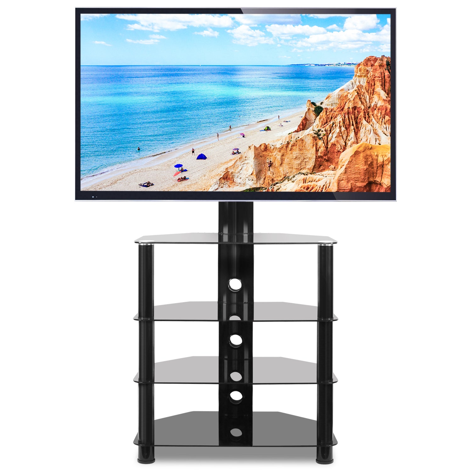 Rfiver 4-Tier Media Component TV Stand with Swivel Mount for 32