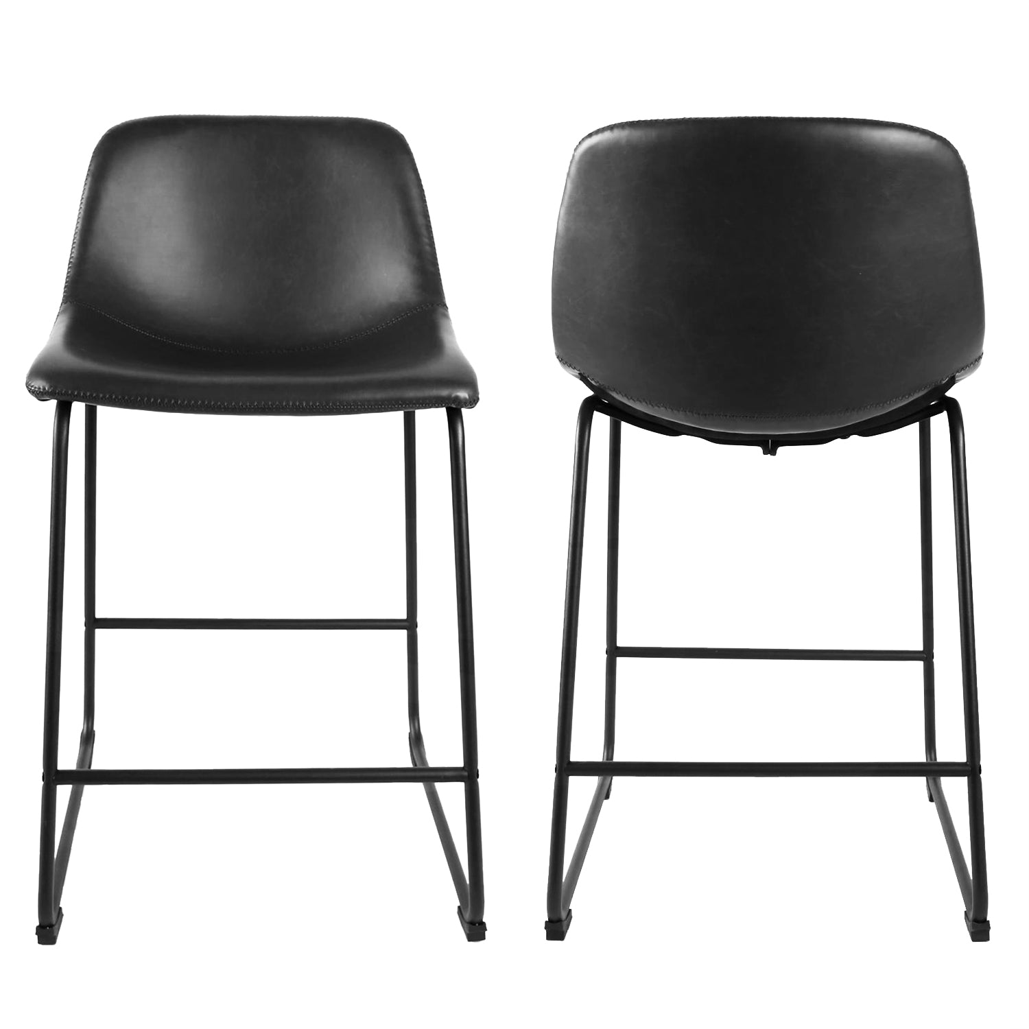 Rfiver PU Leather Counter Stools with Back and Footrest, Set of 2