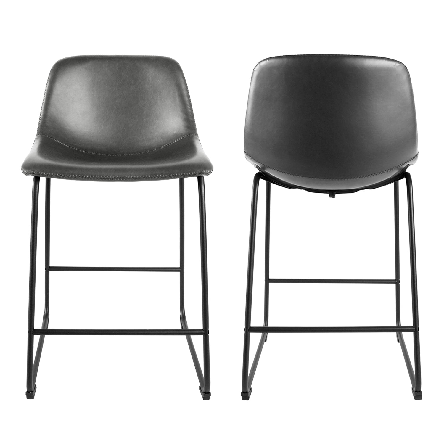 Rfiver PU Leather Counter Stools with Back and Footrest, Set of 2