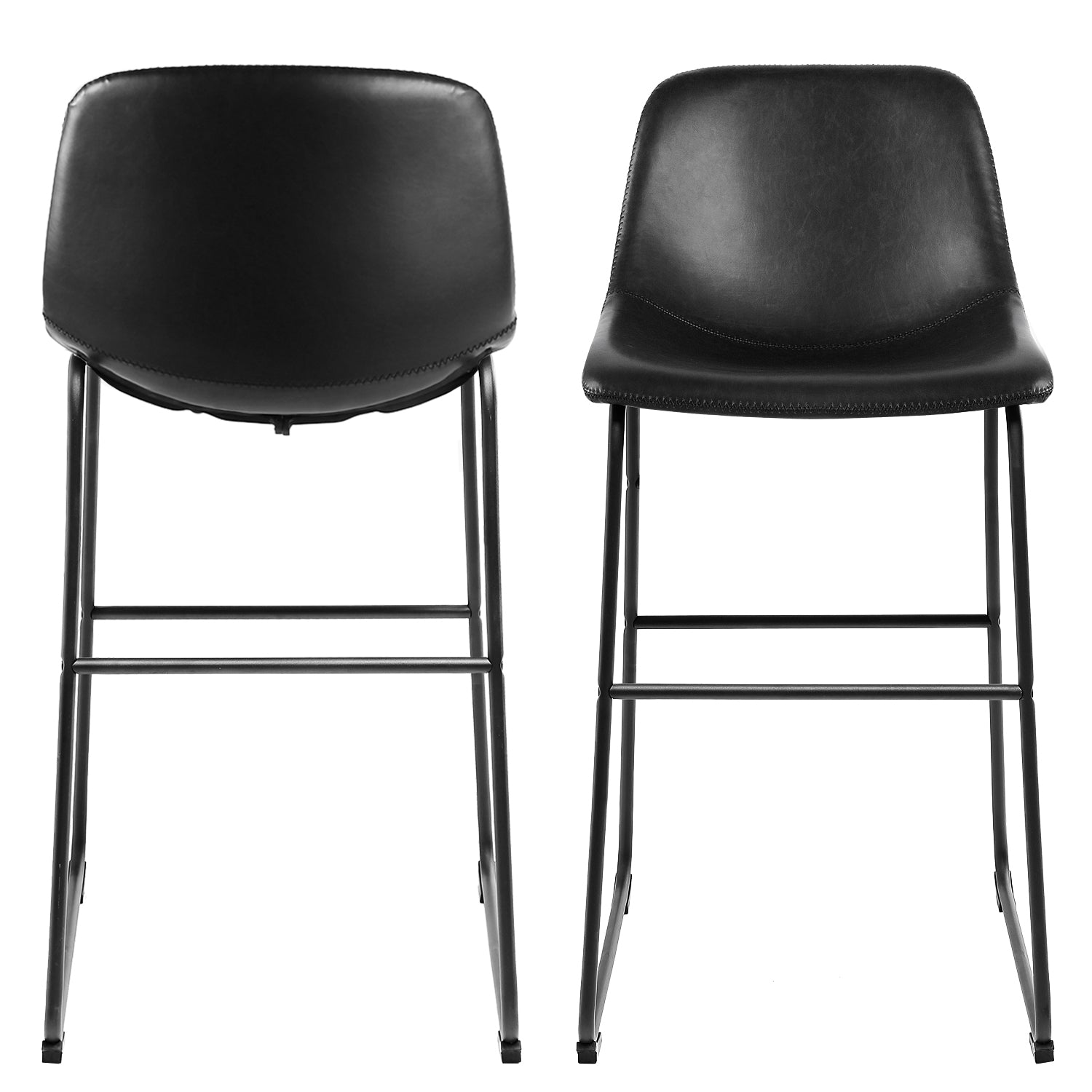 Rfiver PU Leather Bar Stools with Back and Footrest, Set of 2