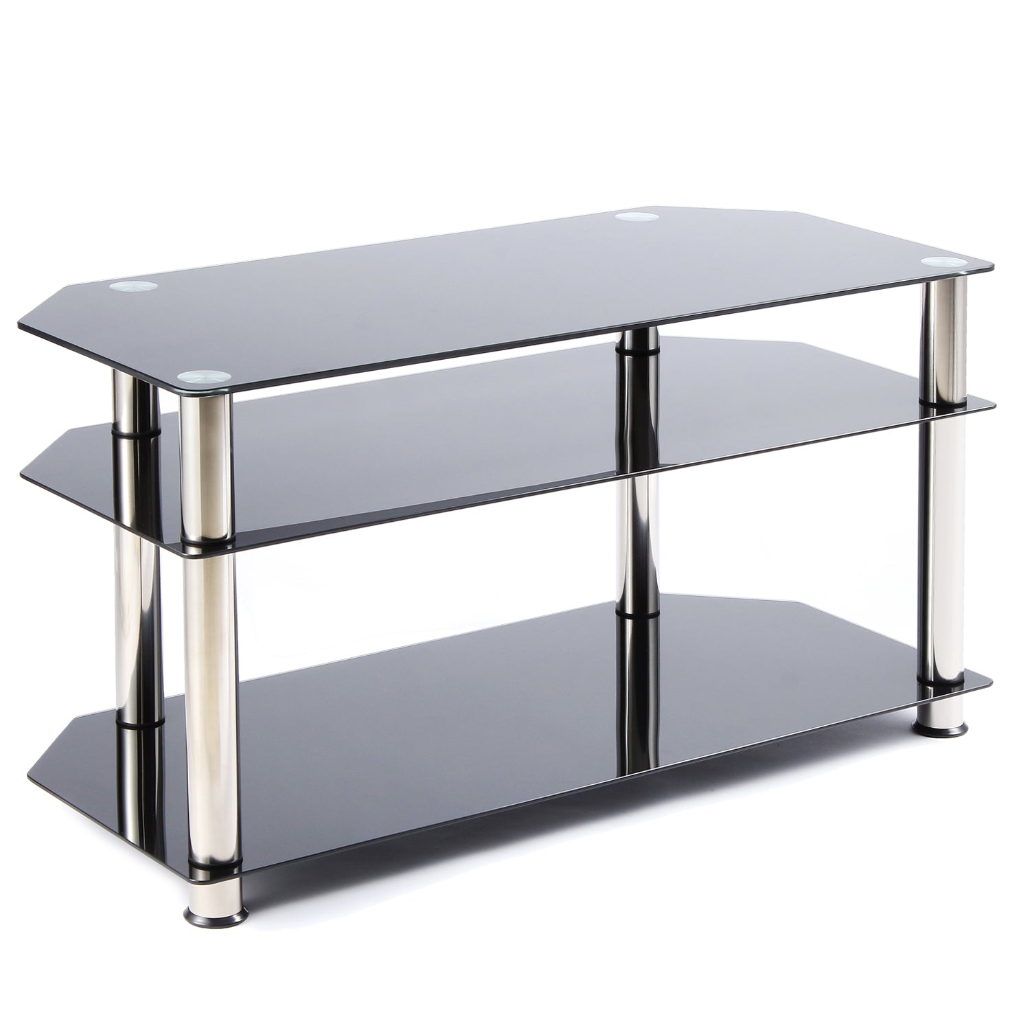 Rfiver 3-Tier Glass Corner TV Stand for 26