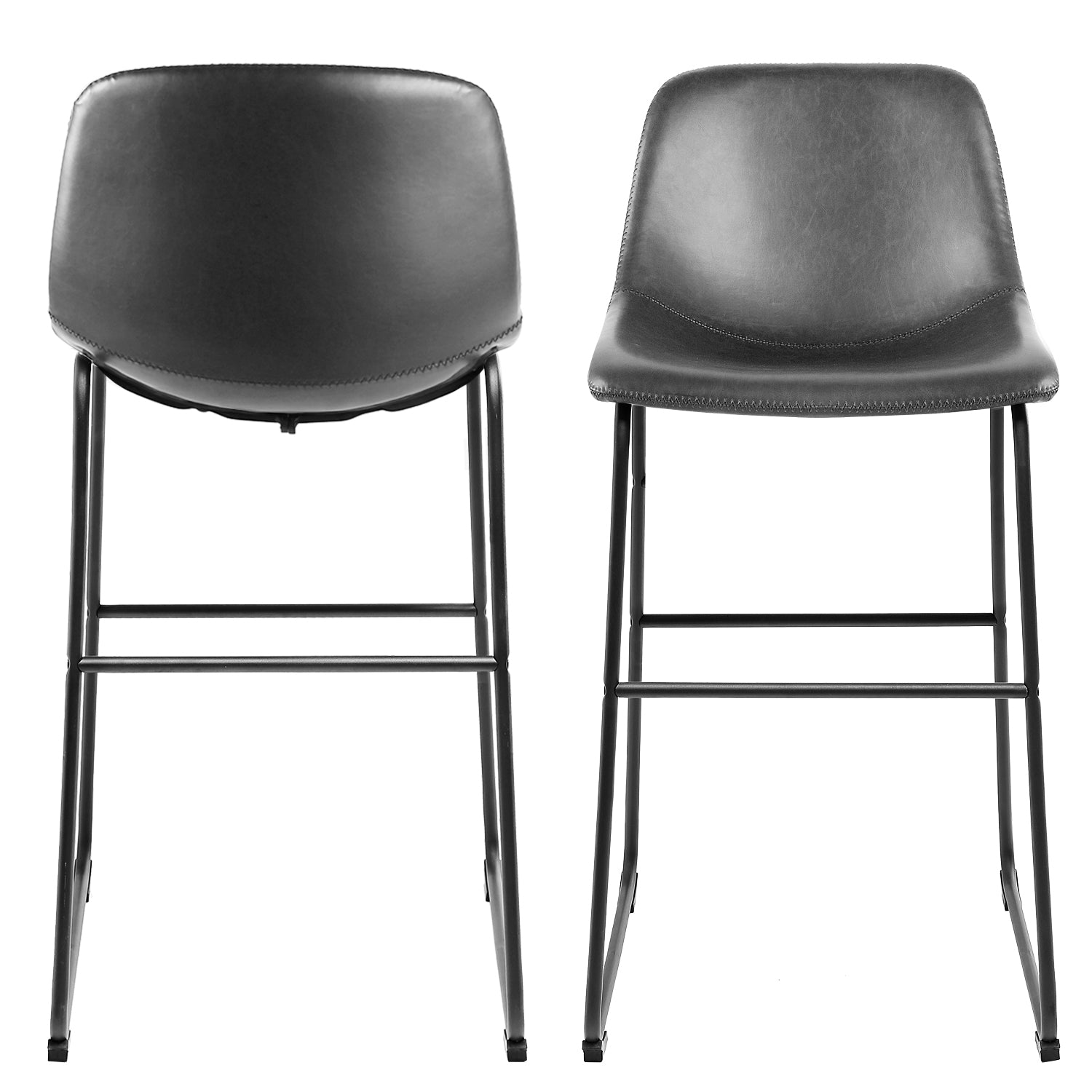 Rfiver PU Leather Bar Stools with Back and Footrest, Set of 2