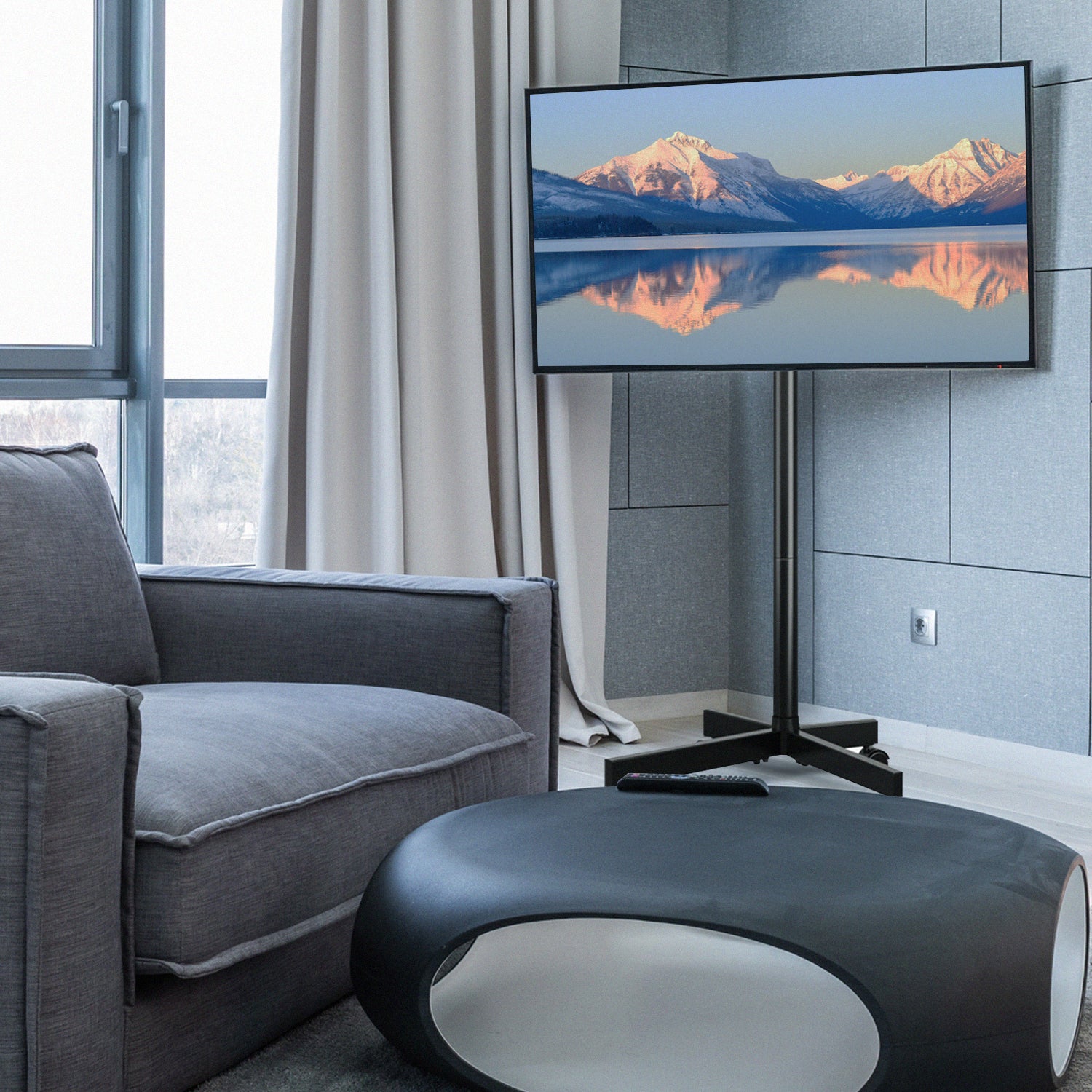 Rfiver Rolling TV Stand with Tilt Mount for 23"-60" TVs