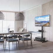 Rfiver Swivel Mobile Floor TV Stand with 2 Glass Shelves for 32"-75" TVs