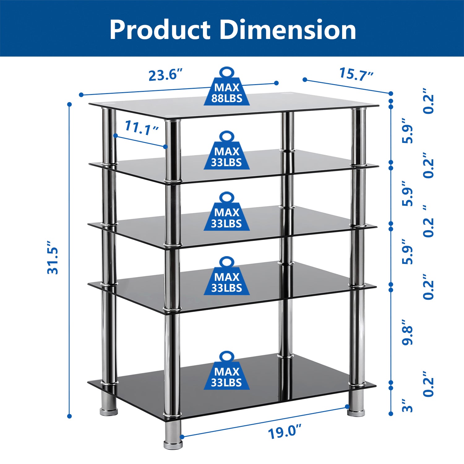 Rfiver 5-Tier Audio Video Component Stand