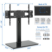 Rfiver Swivel Tabletop TV Stand with Glass Base for 40"-80" TVs